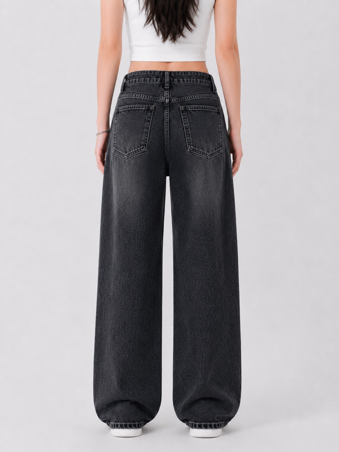 Women oversized wide leg denim