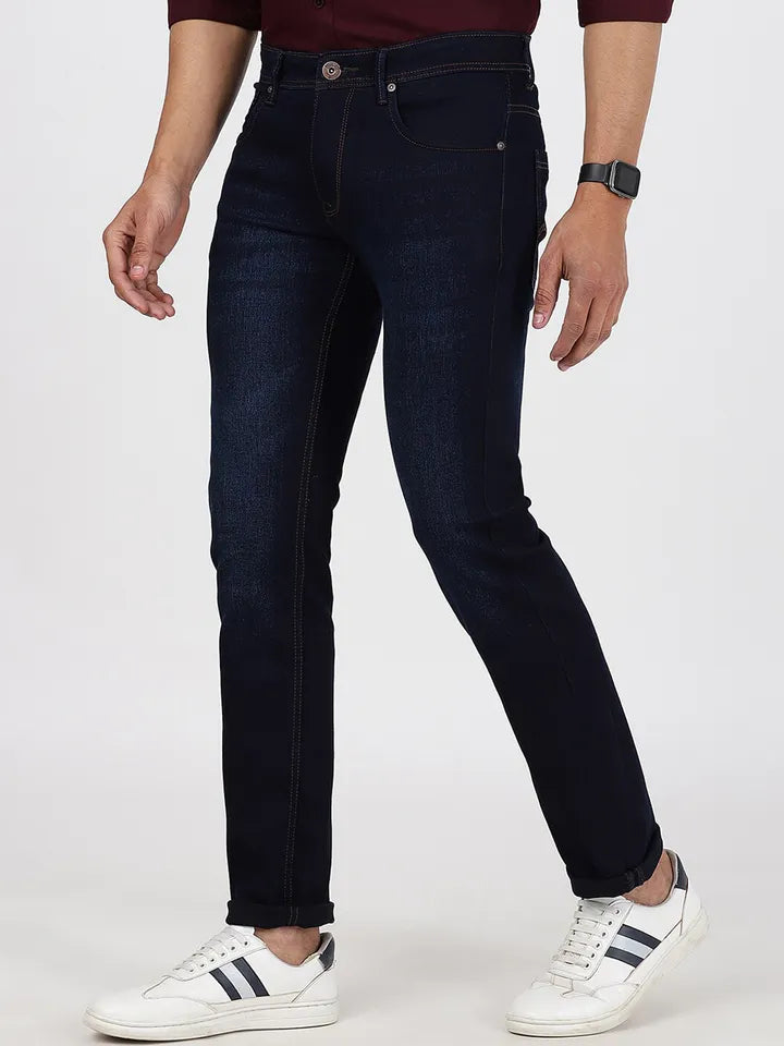 Men Slim Fit Light Fade Cotton Jeans