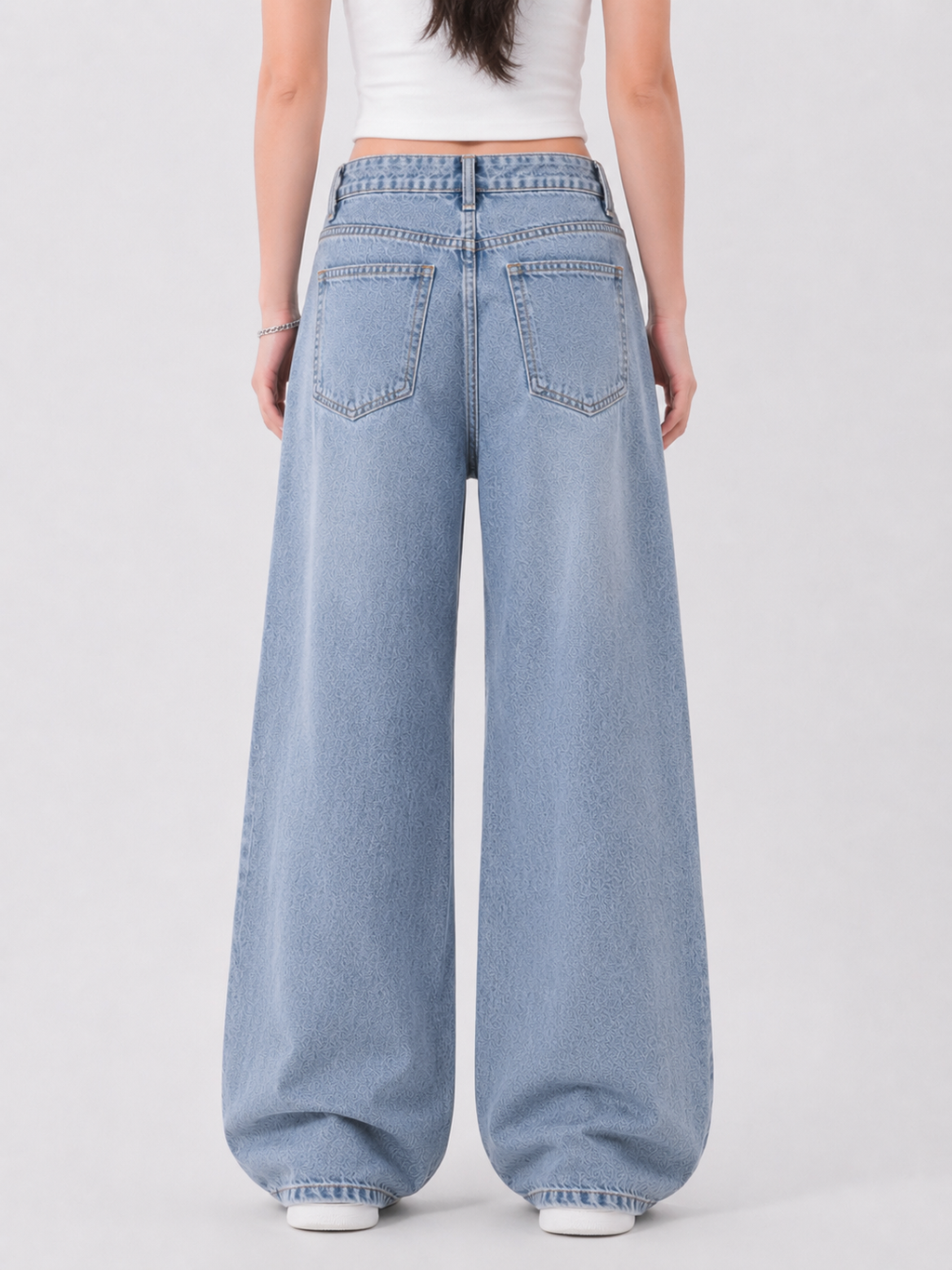 Women oversized wide leg denim