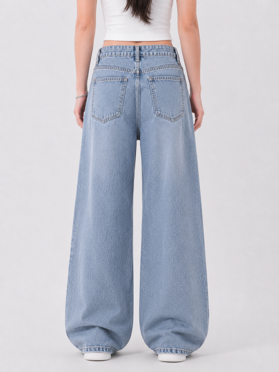 Women oversized wide leg denim