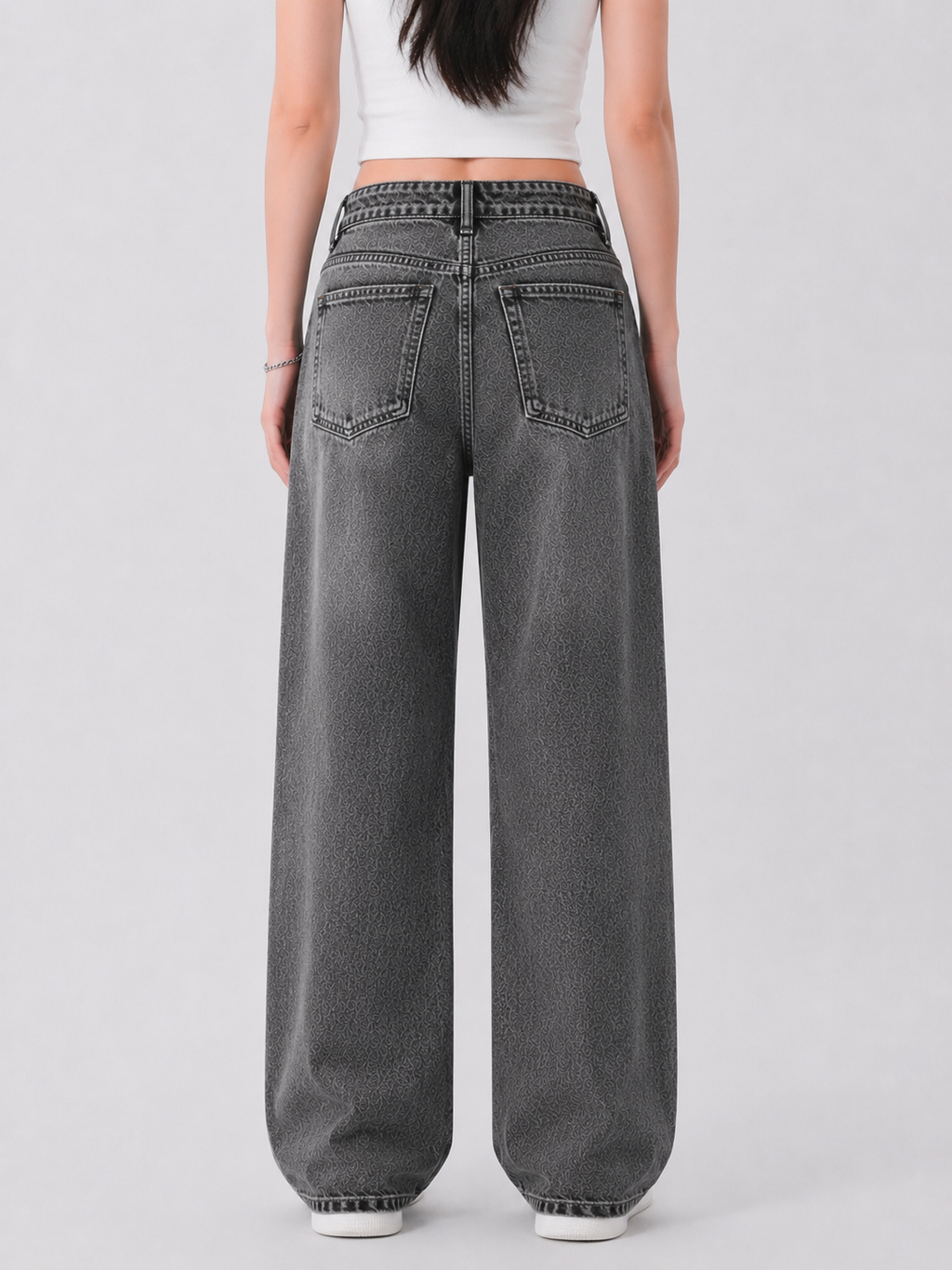 Women oversized wide leg denim