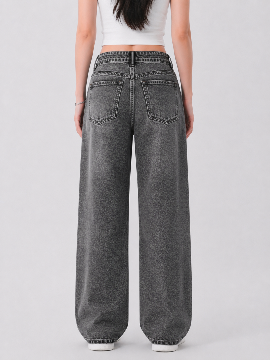 Women oversized wide leg denim