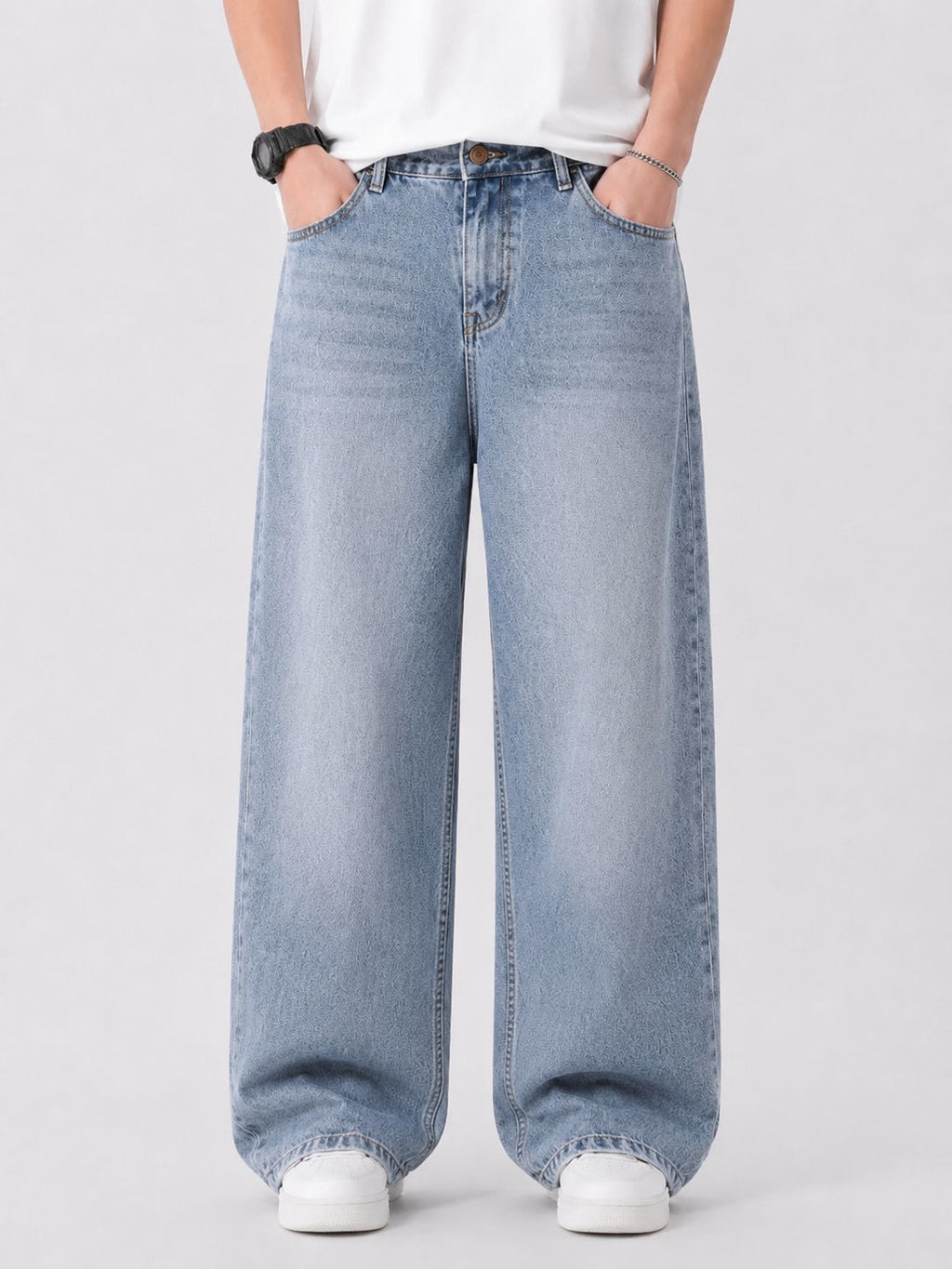 Oversized wide-leg denim