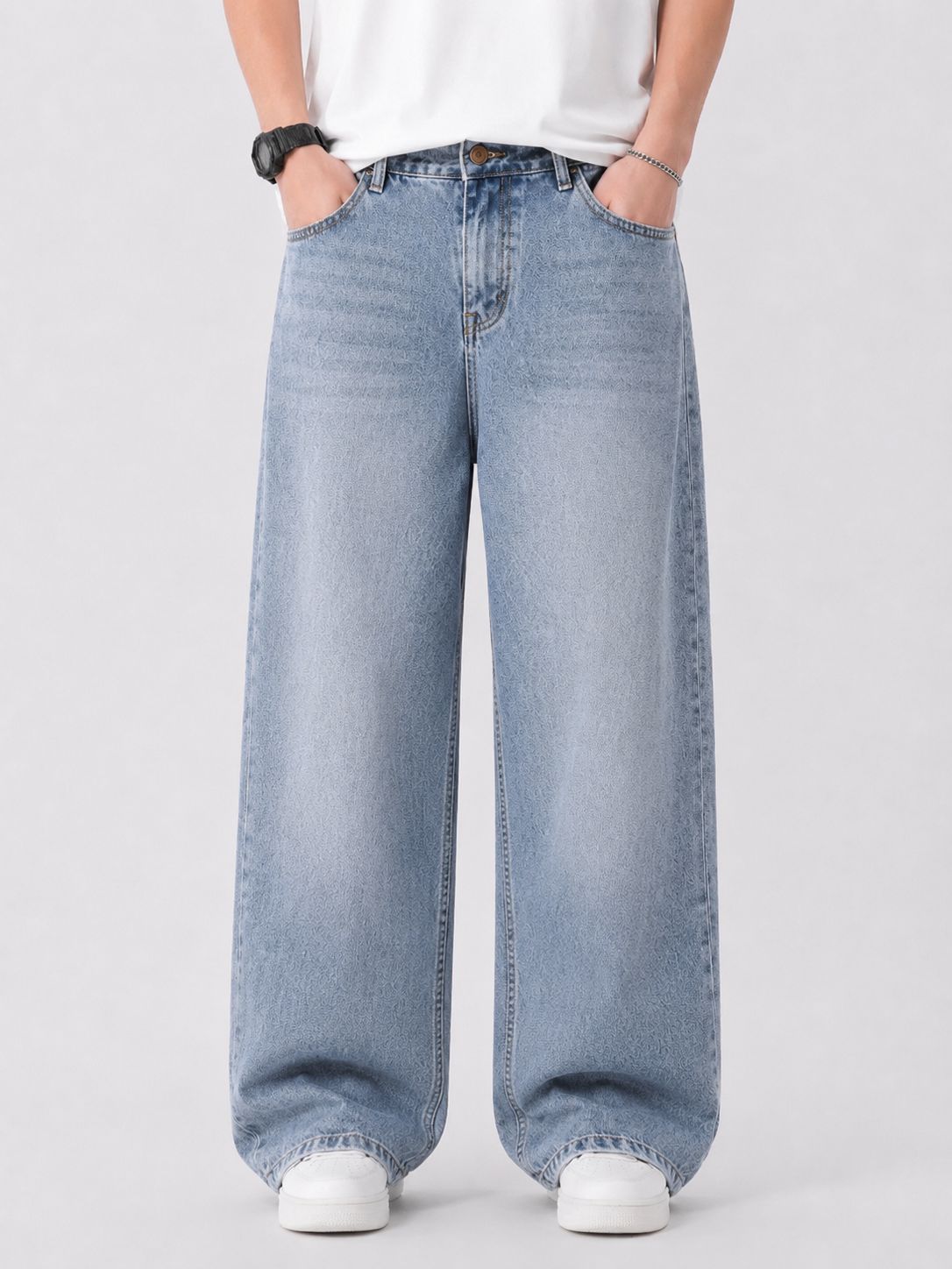 Oversized wide-leg denim