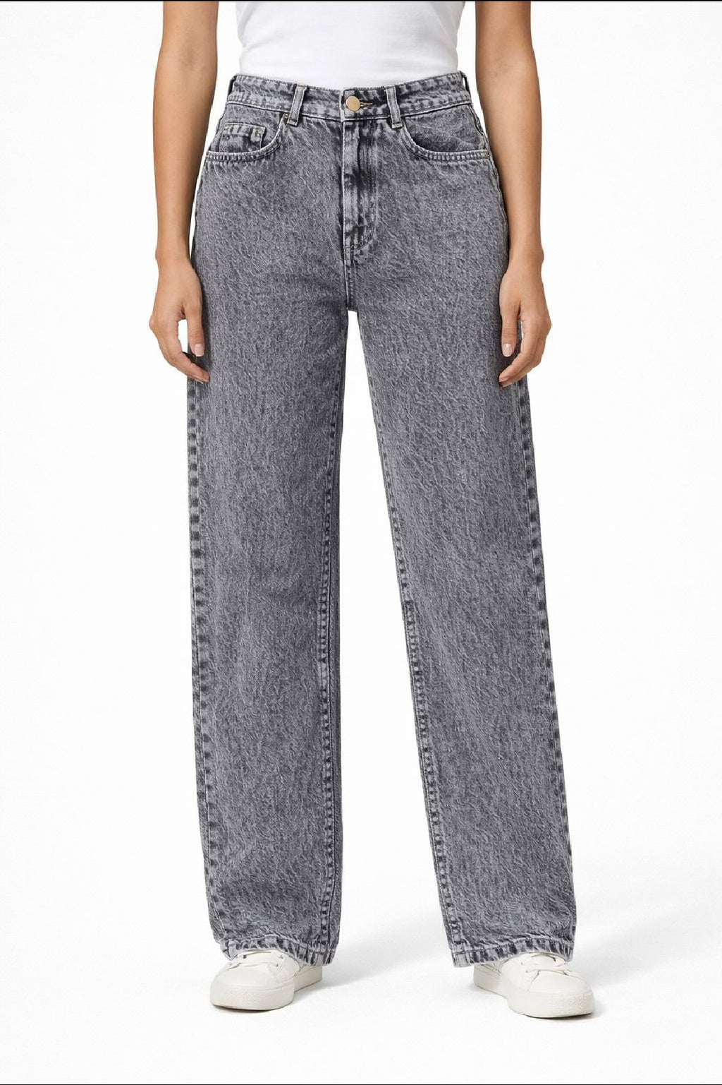 Women smokey grey washed denim