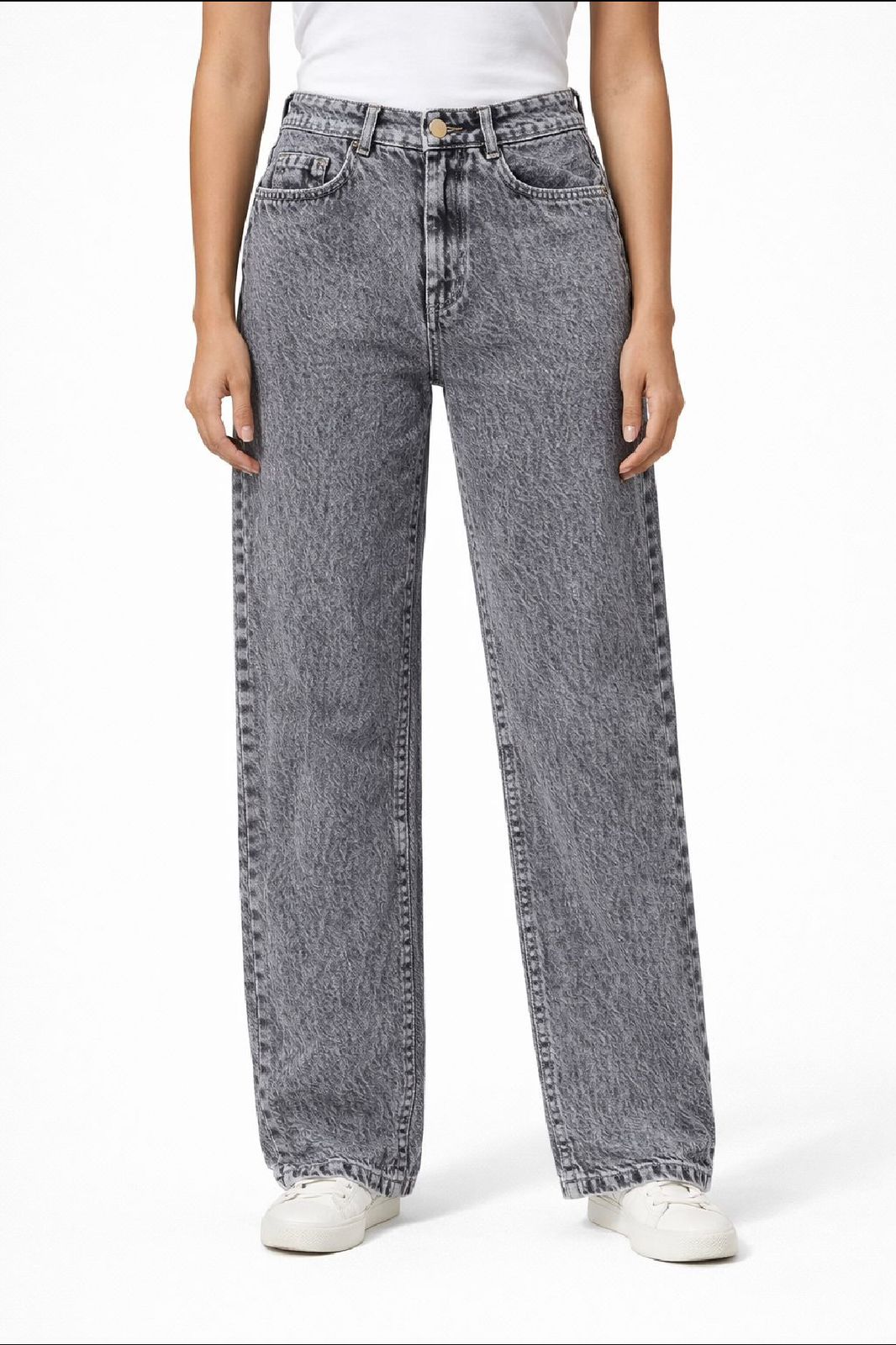 Women smokey grey washed denim
