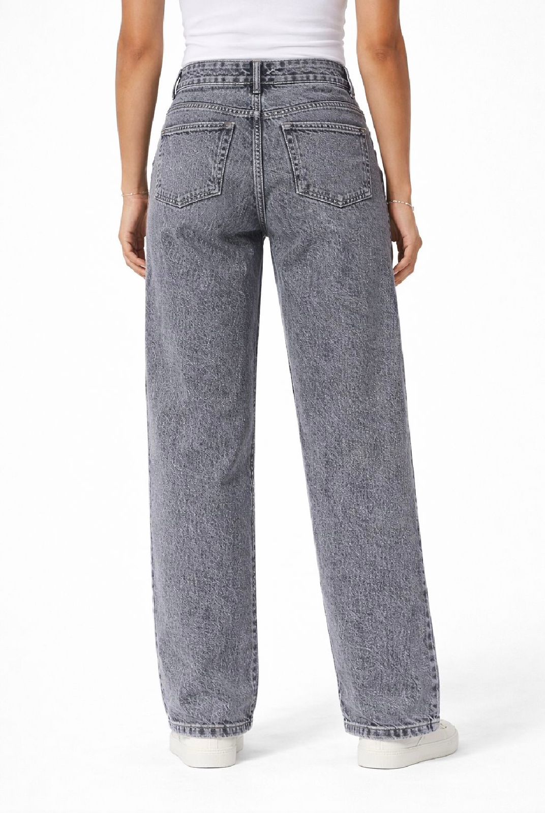 Women smokey grey washed denim