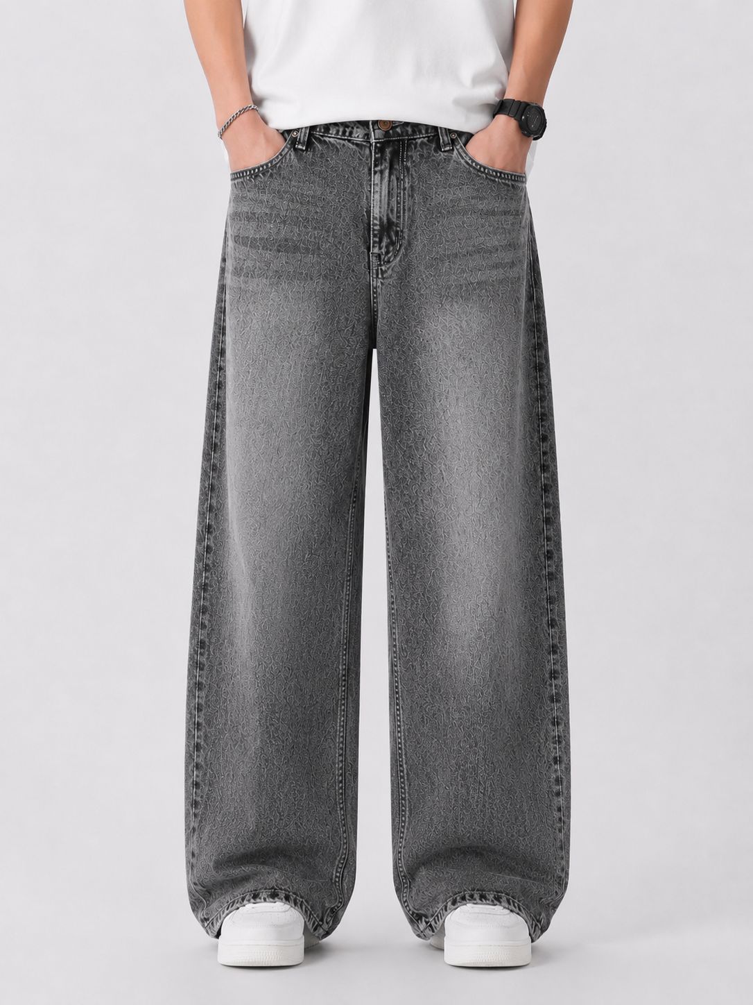 Oversized wide-leg denim