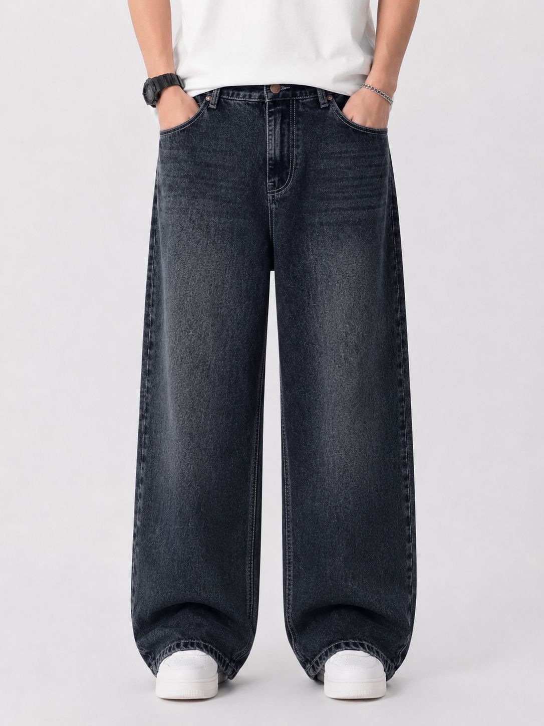 Oversized wide-leg denim